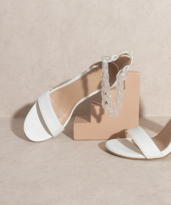 OASIS SOCIETY Josie - Ankle Chain Heel WHITE 8.5 by Oasis Society | Fleurcouture