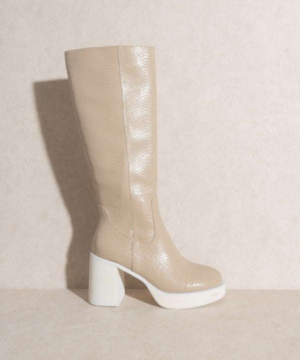 Oasis Society Juniper - Platform Knee-High Boots BEIGE 6 by Oasis Society | Fleurcouture