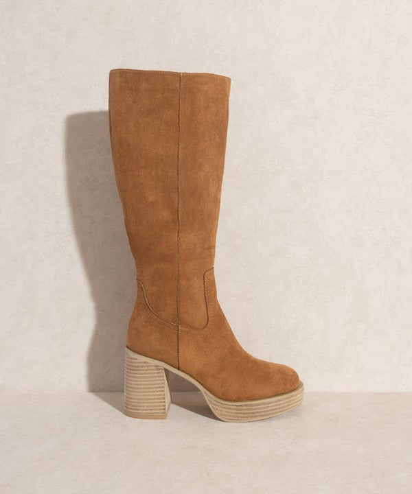 Oasis Society Juniper - Platform Knee-High Boots CAMEL 6 by Oasis Society | Fleurcouture