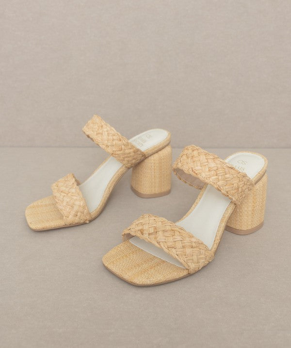 Oasis Society Kayla - Raffia Sandal Heel WHEAT by Oasis Society | Fleurcouture