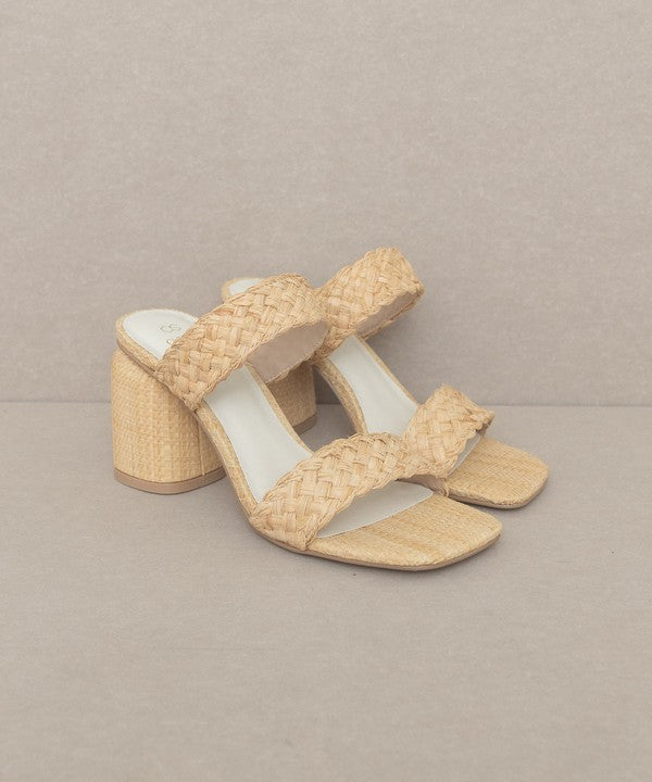 Oasis Society Kayla - Raffia Sandal Heel WHEAT by Oasis Society | Fleurcouture