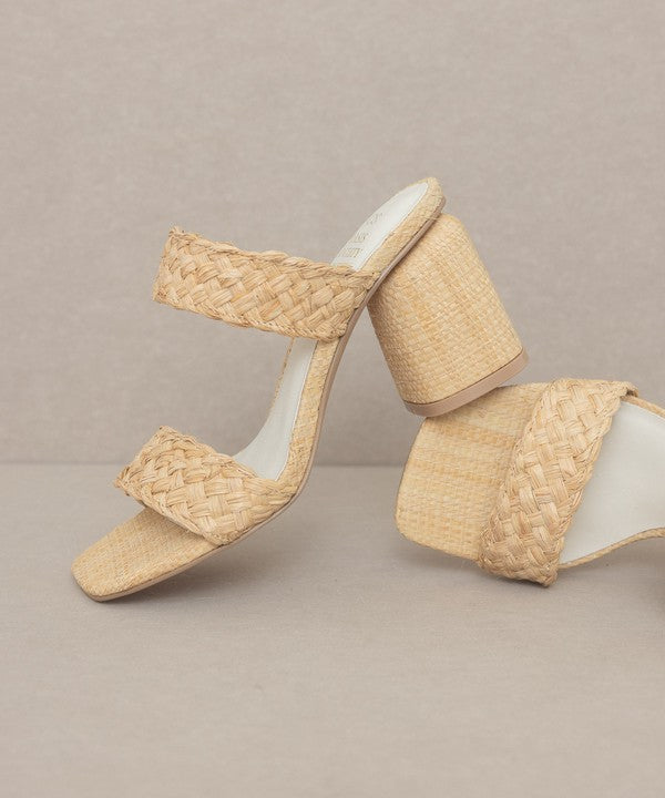 Oasis Society Kayla - Raffia Sandal Heel WHEAT by Oasis Society | Fleurcouture