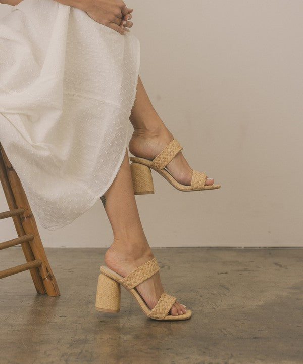 Oasis Society Kayla - Raffia Sandal Heel WHEAT by Oasis Society | Fleurcouture