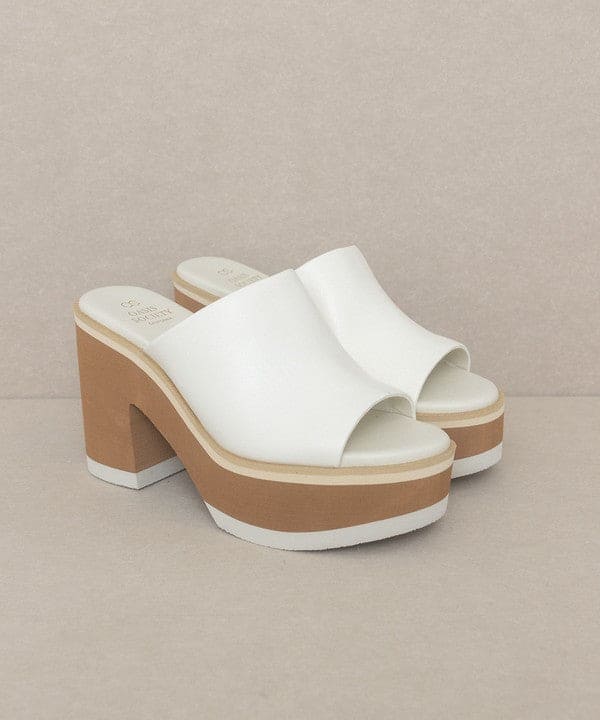 Oasis Society Maren - Layered Platform Heel Slides WHITE 6 by Oasis Society | Fleurcouture