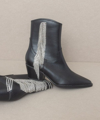 Oasis Society Rowan - Rhinestone Fringe Boot by Oasis Society | Fleurcouture