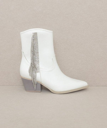 Oasis Society Rowan - Rhinestone Fringe Boot by Oasis Society | Fleurcouture