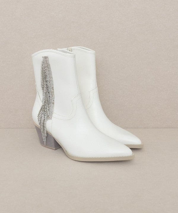 Oasis Society Rowan - Rhinestone Fringe Boot WHITE 6 by Oasis Society | Fleurcouture