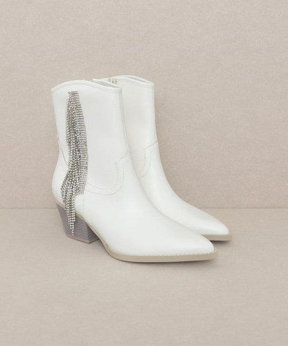 Oasis Society Rowan - Rhinestone Fringe Boot WHITE 6 by Oasis Society | Fleurcouture