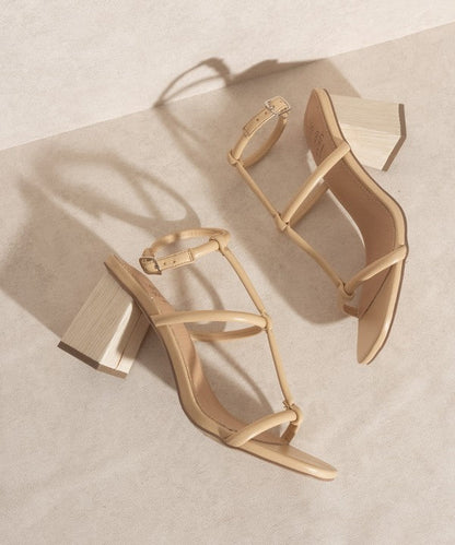 OASIS SOCIETY Sofia - Wooden Heel Sandals NUDE by Oasis Society | Fleurcouture