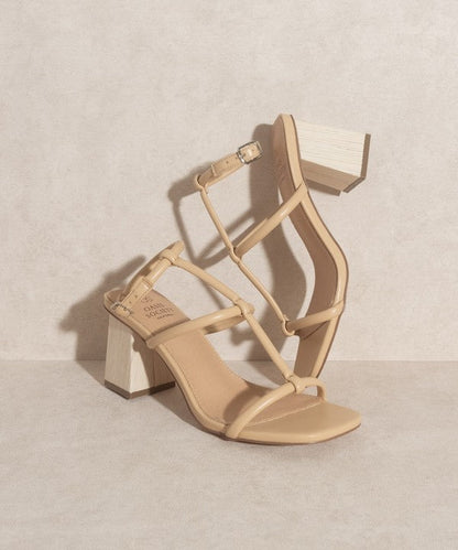 OASIS SOCIETY Sofia - Wooden Heel Sandals NUDE by Oasis Society | Fleurcouture