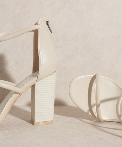 OASIS SOCIETY Taylor - Minimalist Strappy Heel BEIGE by Oasis Society | Fleurcouture