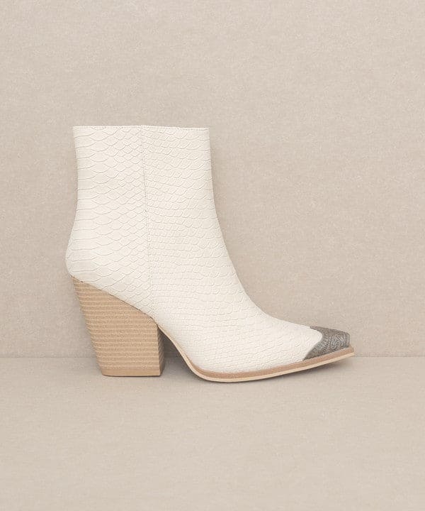 OASIS SOCIETY Zion - Bootie with Etched Metal Toe by Oasis Society | Fleurcouture