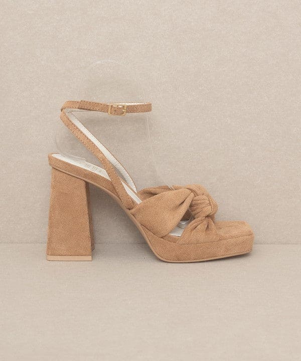 OASIS SOCIETY Zoey - Knotted Band Platform Heels ALMOND 6 by Oasis Society | Fleurcouture