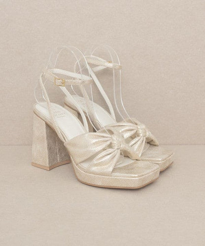 OASIS SOCIETY Zoey - Knotted Band Platform Heels LIGHT GOLD 6 by Oasis Society | Fleurcouture