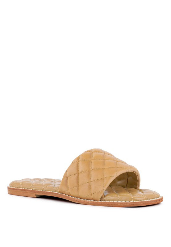 ODALTA Handcrafted Quilted Summer Flats BEIGE 5 by Rag Company | Fleurcouture