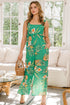 ODDI Full Size Floral Sleeveless Wide Leg Jumpsuit Green Multi S Women&