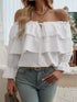 Off-Shoulder Flounce Sleeve Blouse White S Women&