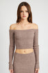 OFF SHOULDER LONG SLEEVE KNIT TOP BROWN S by Emory Park | Fleurcouture