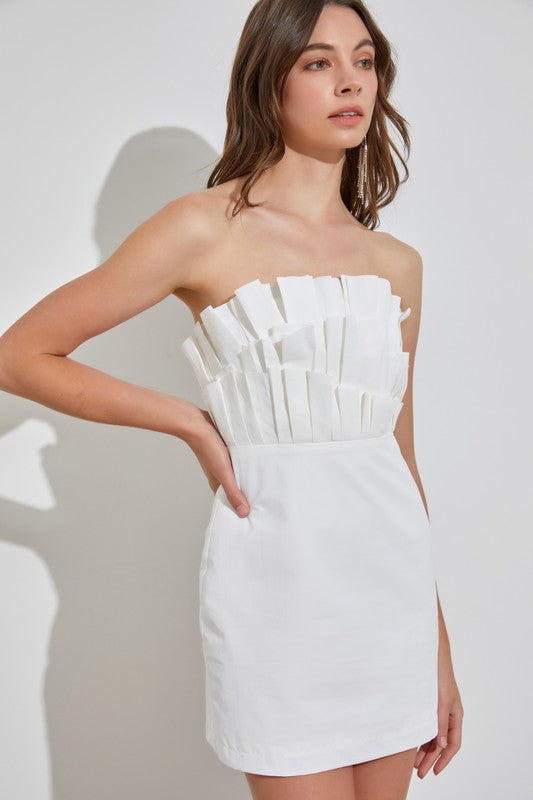 Off Shoulder Ruffle Dress WHITE S by Do + Be Collection | Fleurcouture