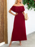 Off-Shoulder Slit Maxi Dress Wine M by Trendsi | Fleurcouture