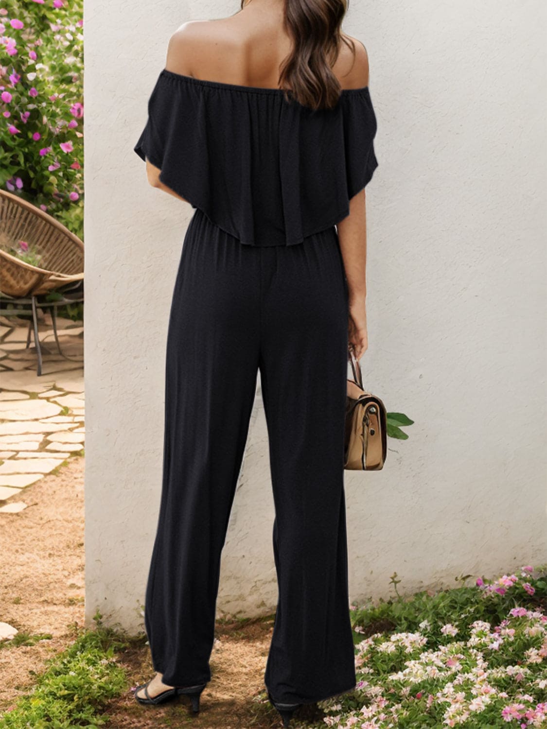 Off-Shoulder Wide Leg Jumpsuit Jumpsuits by Trendsi | Fleurcouture