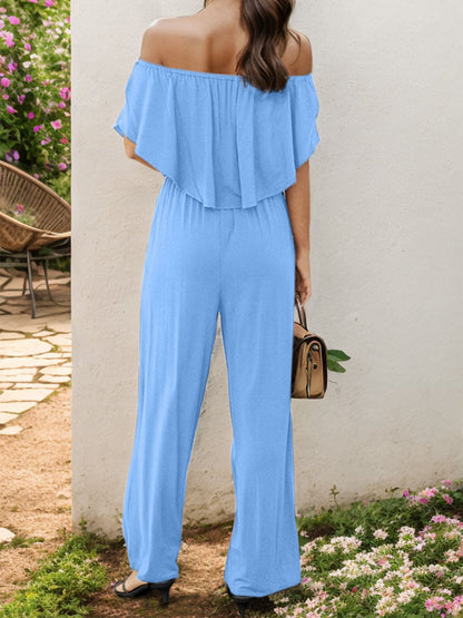 Off-Shoulder Wide Leg Jumpsuit Jumpsuits by Trendsi | Fleurcouture