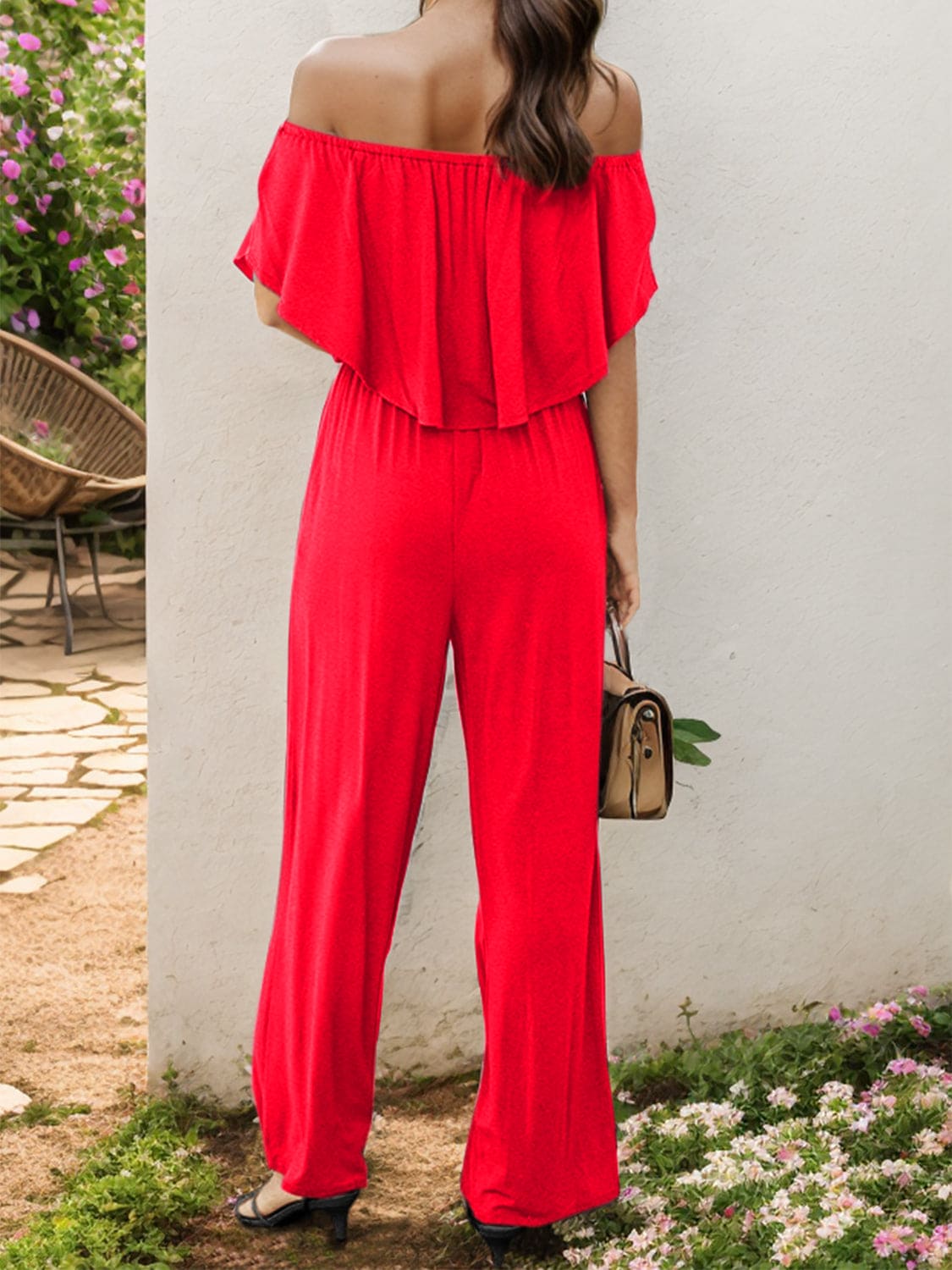 Off-Shoulder Wide Leg Jumpsuit Jumpsuits by Trendsi | Fleurcouture