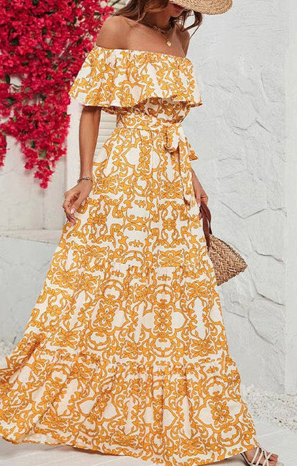 Off the Shoulder Dress yellow S by Miss Sparkling | Fleurcouture