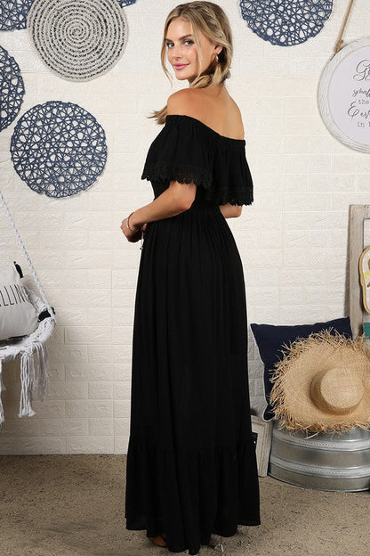 Off the Shoulder Flowy Maxi Dress by Ninexis | Fleurcouture