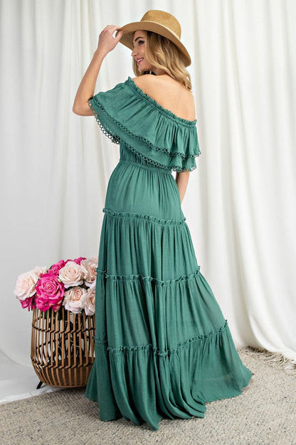 Off the Shoulder Ruffle Maxi Dress by eesome | Fleurcouture