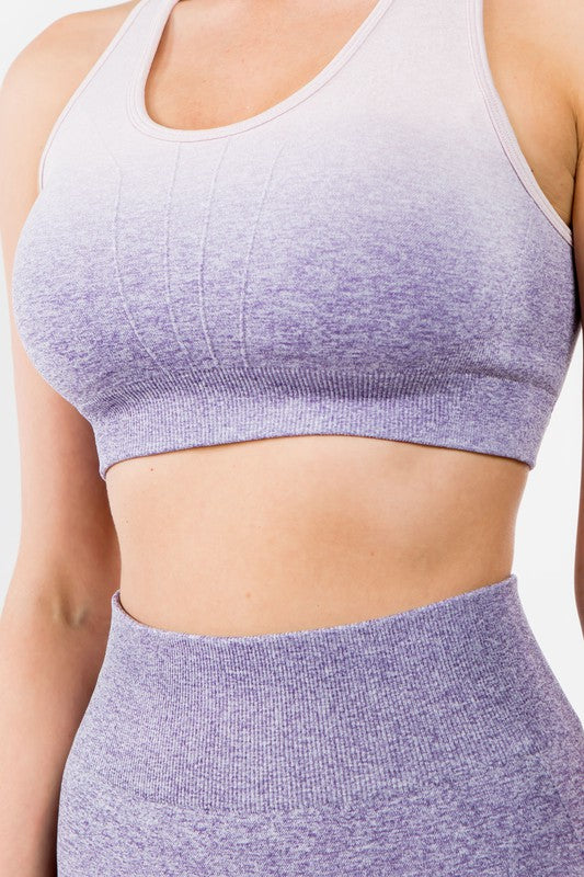 Ombre Seamless Biker Short Set Lavender by OTOS Active | Fleurcouture