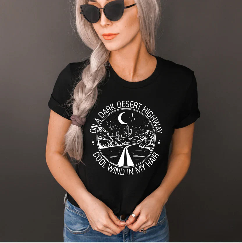 On a Dark Desert Highway Graphic Tee by Gabreila Wholesale | Fleurcouture