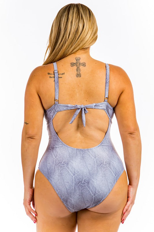 One Piece Buckle Belt embellish Denim Swimsuit Denim by Mermaid Swimwear | Fleurcouture