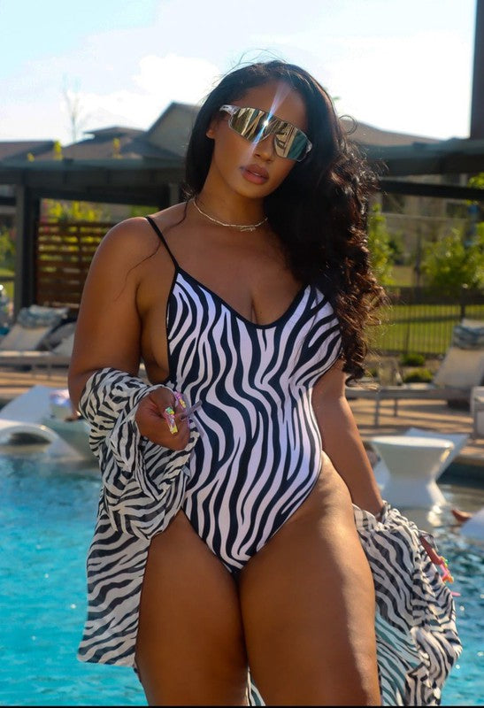 ONE-PIECE ZEBRA PRINT BATHING SUIT Black S by Mermaid Swimwear | Fleurcouture