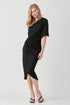 One Shoulder Drape Jersey Dress BLACK S by Mustard Seed | Fleurcouture