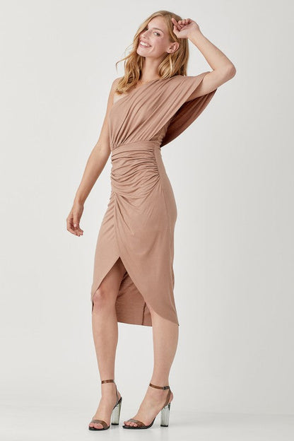 One Shoulder Drape Jersey Dress by Mustard Seed | Fleurcouture