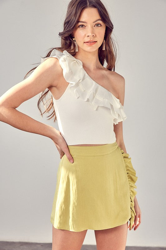 One Shoulder Knit Top WHITE S by Do + Be Collection | Fleurcouture