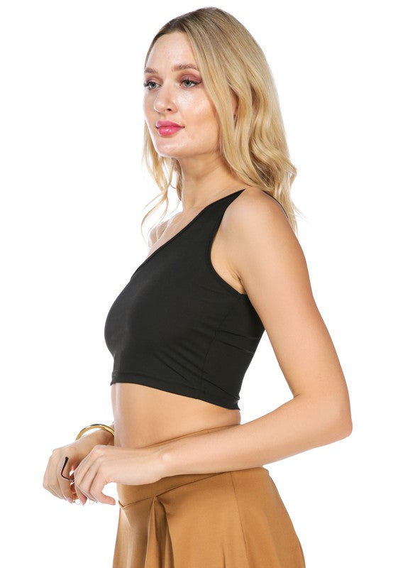 One Shoulder Knitted Crop Top by Rag Company | Fleurcouture