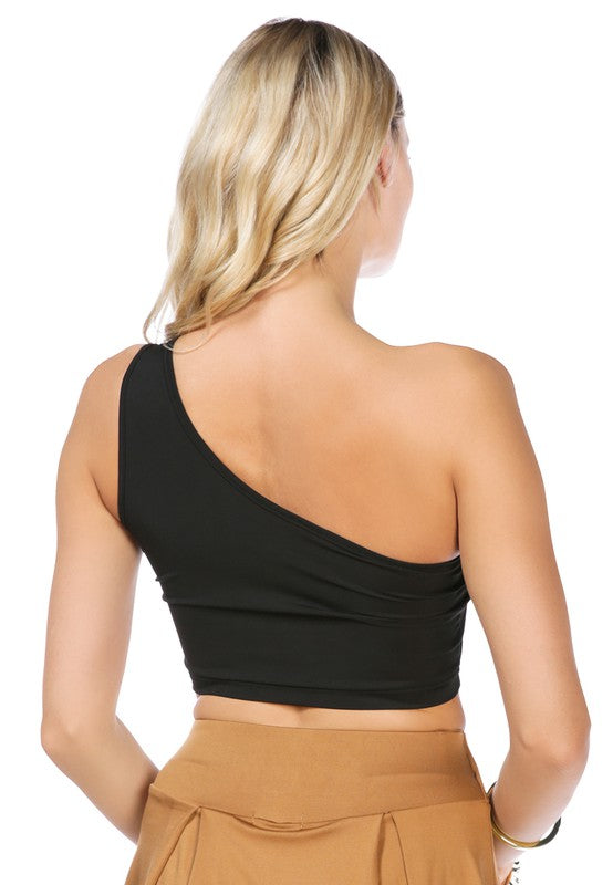 One Shoulder Knitted Crop Top by Rag Company | Fleurcouture