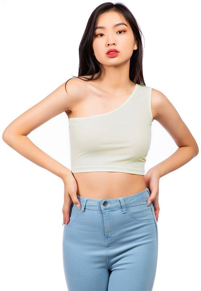 One Shoulder Knitted Crop Top by Rag Company | Fleurcouture