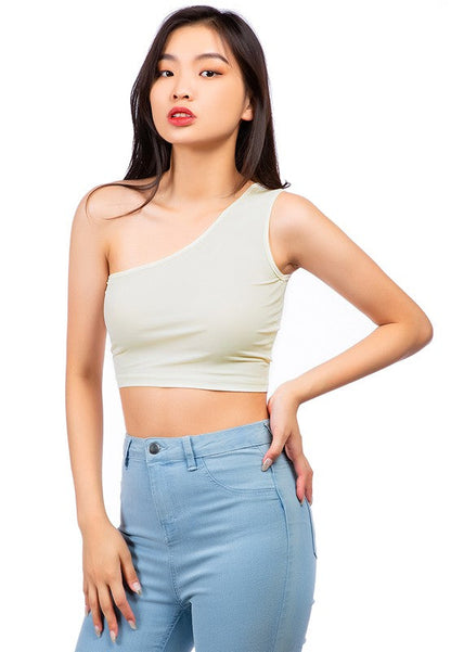 One Shoulder Knitted Crop Top by Rag Company | Fleurcouture