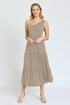 One Shoulder Ruffle Midi Dress Beige 1X by EG fashion | Fleurcouture