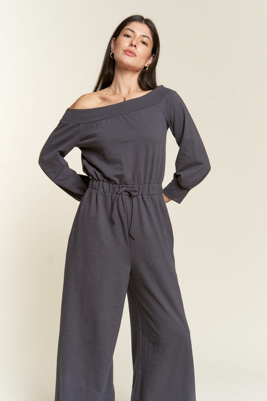 ONE SHOULDER TERRY JUMPSUIT by Jade By Jane | Fleurcouture