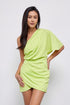 One Shoulder Wrap Dress LIME S by Do + Be Collection | Fleurcouture