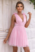 Open Back Sleeveless Mesh Dress Carnation Pink XS Women&