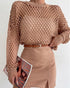 Open knit cropped top camel S by Miss Sparkling | Fleurcouture