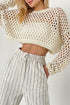 Open knit cropped top Cream S by Miss Sparkling | Fleurcouture