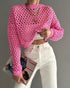 Open knit cropped top Pink S by Miss Sparkling | Fleurcouture
