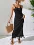 Openwork Scoop Neck Cover-Up Dress Black S Women&