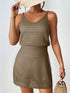 Openwork V-Neck Sleeveless Cover Up Dress Brown S Women&